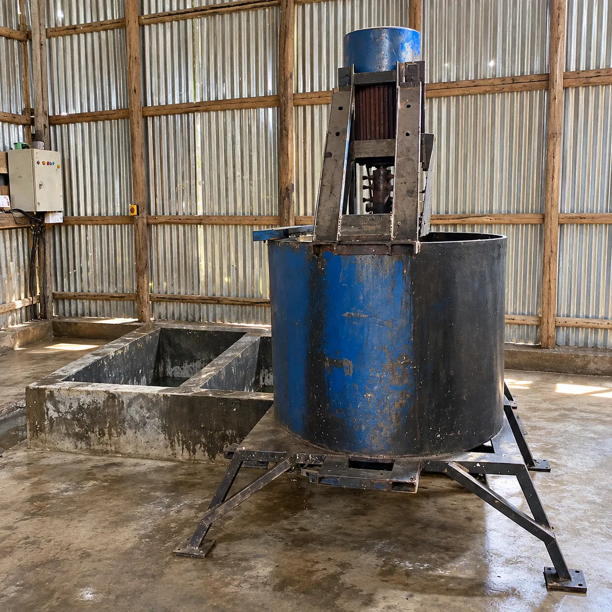 Plastic washing tank at the Luther Plastics facility